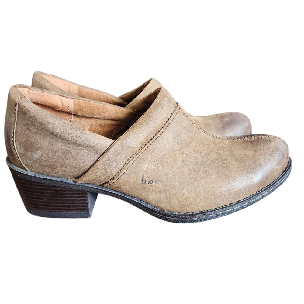 B.O.C Boots Womens Ankle Leather Concept Brown Size 11 Casual Slip On